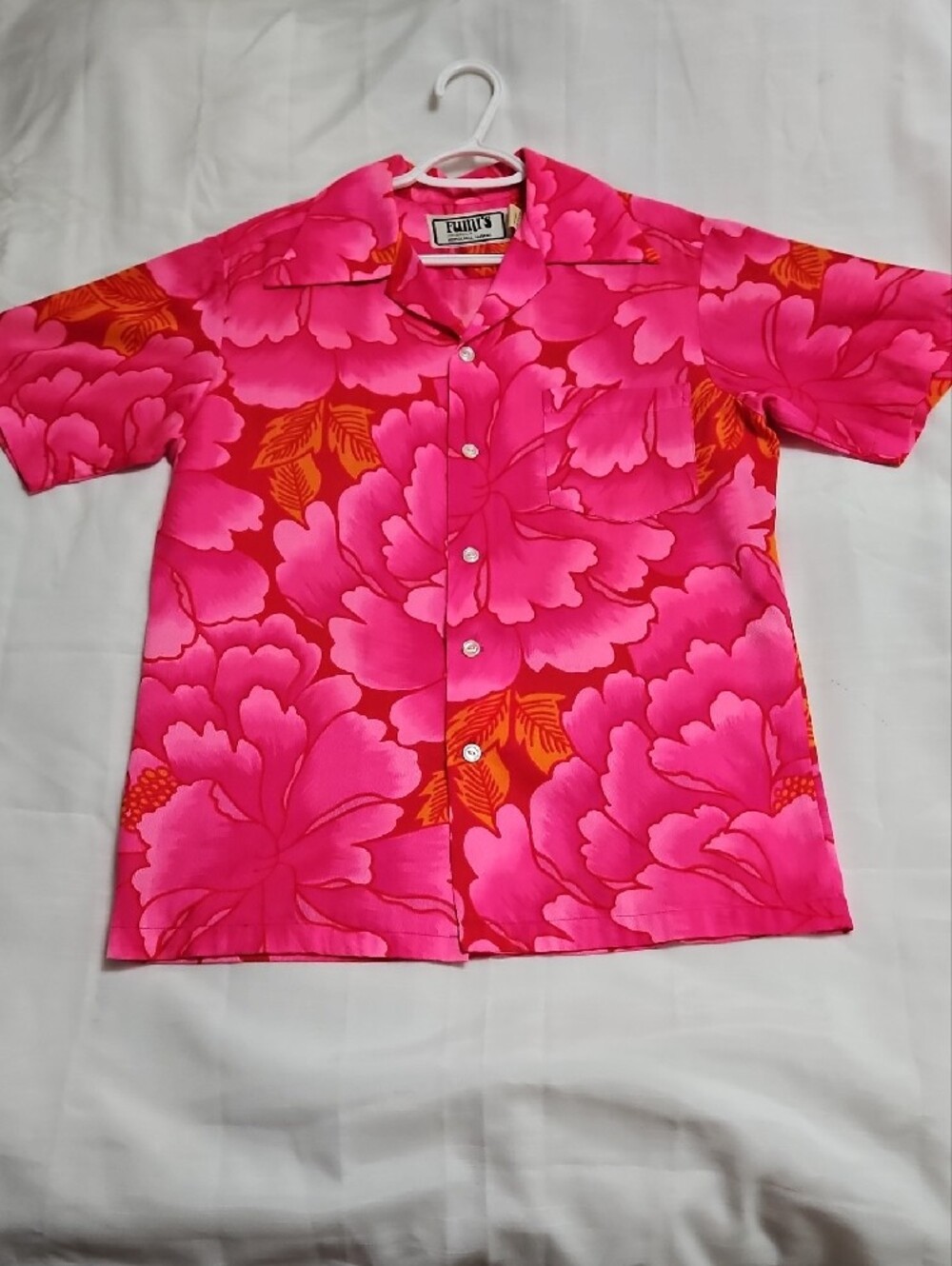 Fumi's Originals Vintage Small Hawaiian Shirt Pink And Orange Florals Bright